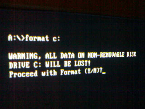 DOS format screen